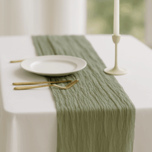 Sage Green Cheesecloth Table Runner