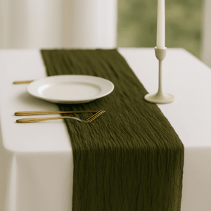 Olive Green Cheesecloth Table Runner