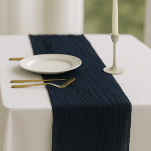 Navy Blue Cheesecloth Table Runner